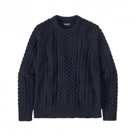 Patagonia Maglione Recycled Wool Cable Knit Crewneck New Navy Uomo