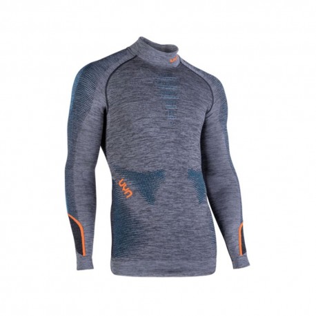 Uyn Maglia Trekking Ambityon Turtleneck Nero Melange Atlantic Orang Uomo