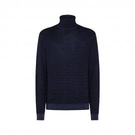Maglione Dolcevita Lana 100% blu