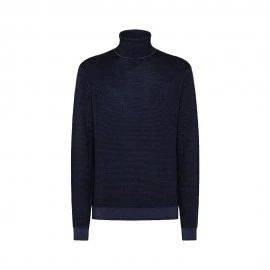 Sun 68 Maglione Dolcevita Lana 100% Blu Uomo