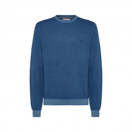 Sun 68 Maglione Girocollo Lana 100% Avio Uomo