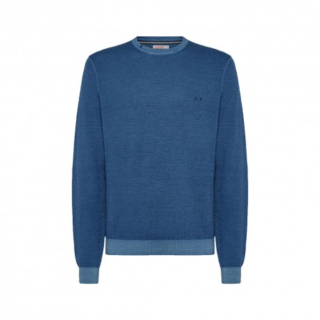 Sun 68 Maglione Girocollo Lana 100% Avio Uomo
