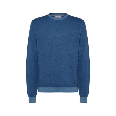 Sun 68 Maglione Girocollo Lana 100% Avio Uomo