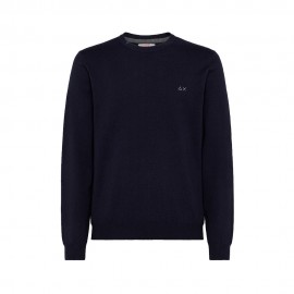 Sun 68 Maglione Girocollo Logo Piccolo Navy Uomo