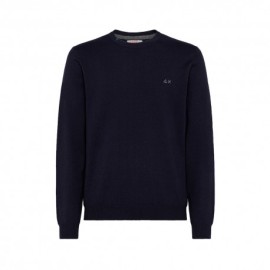 Sun 68 Maglione Girocollo Logo Piccolo Navy Uomo