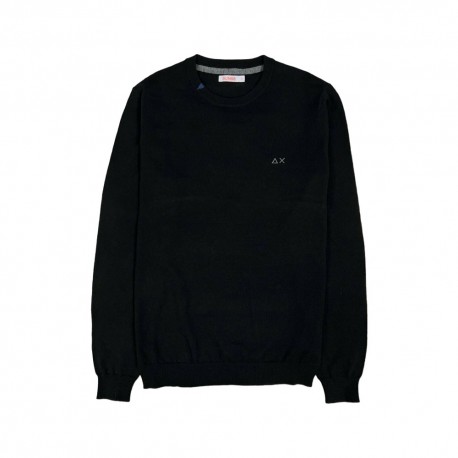 Sun 68 Maglione Girocollo Logo Piccolo Nero Uomo