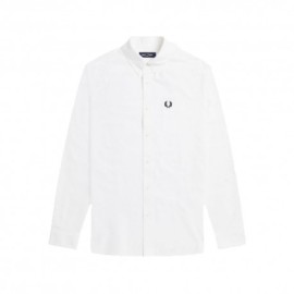 Fred Perry Camicia Manica Lunga Bianco Uomo