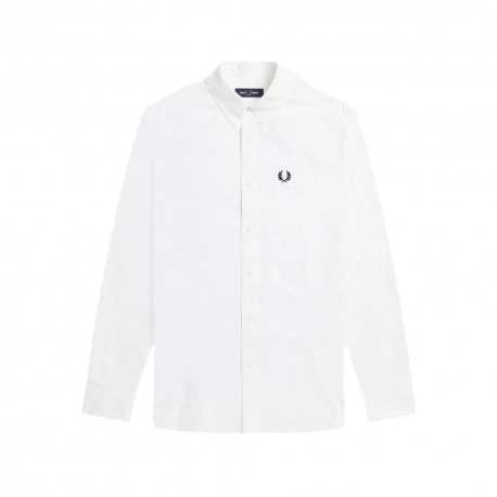 Fred Perry Camicia Manica Lunga Bianco Uomo