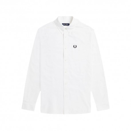 Fred Perry Camicia Manica Lunga Bianco Uomo