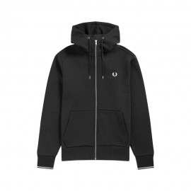 Fred Perry Felpa Con Cerniera Con Cappuccio Nero Uomo