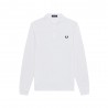 Fred Perry Polo Manica Lunga Logo Bianco Uomo