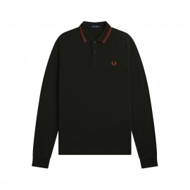 Fred Perry Polo Manica Lunga Logo Verde Uomo