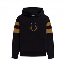 Fred Perry Felpa Logo Maniche Bicolore Nero Uomo
