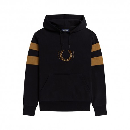 Fred Perry Felpa Logo Maniche Bicolore Nero Uomo