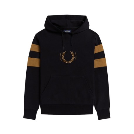 Fred Perry Felpa Logo Maniche Bicolore Nero Uomo Acquista online