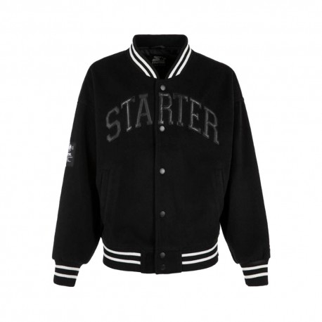 Giacca Bomber Starter In Raso Nero Taglia 2XL – Stile Varsity Con Bottoni Rossi - Foto 2