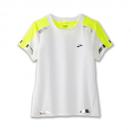 Brooks Maglia Running Run Visible Bianco Nightlife Donna