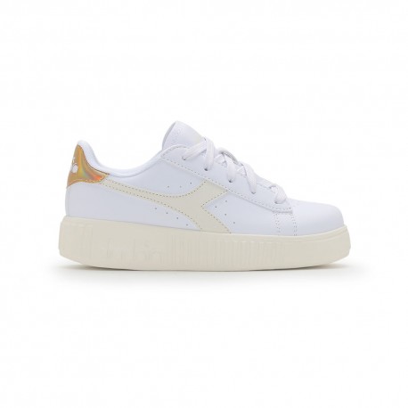 Diadora Game Step Ps Bianco Oro - Sneakers Bambina