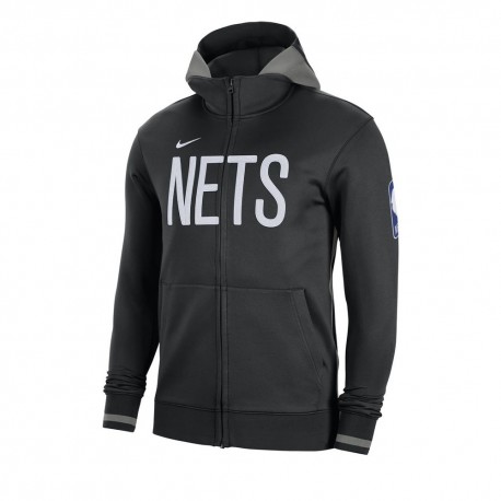 Nike Felpa Nba Nets Shwtm Fz Nero Bianco Uomo