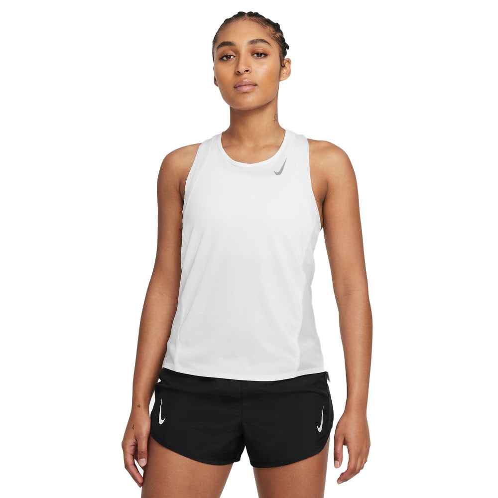 Nike Canotta Running Df Race Bianco Reflective Argento Donna L