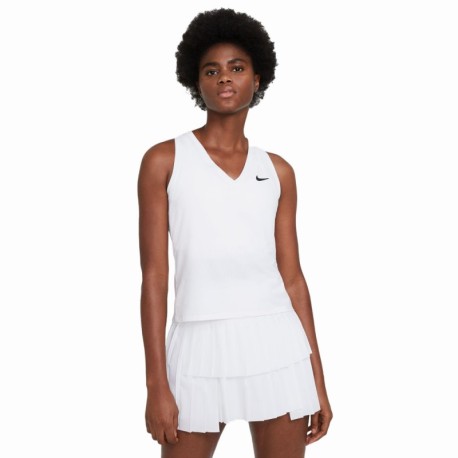 Nike Canotta Tennis Court Victory Bianco Nero Donna