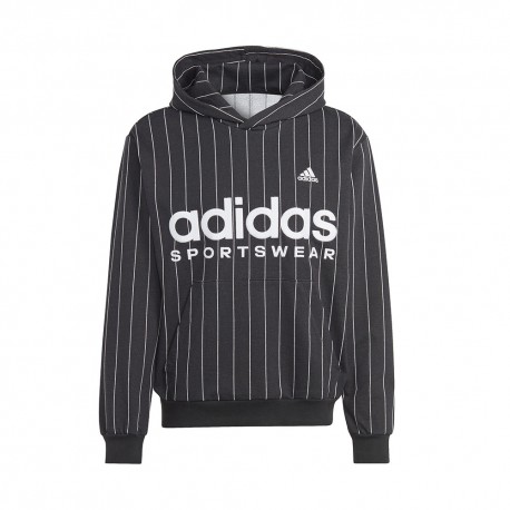 ADIDAS Felpa Palestra Con Cappuccio Righe Logo Nero Uomo