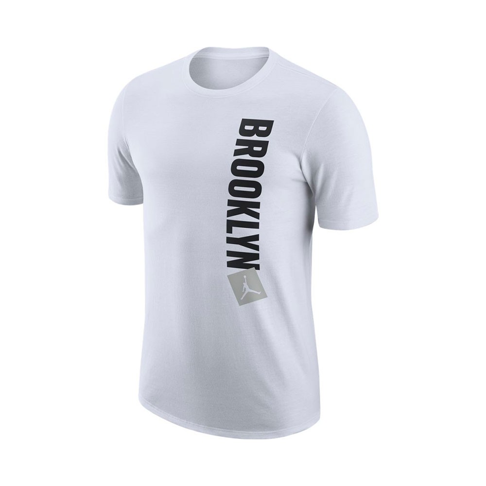 Image of Nike T-Shirt Basket Nba Brooklyn Jordan Bianco Nero Uomo XL