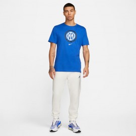 Nike Maglia Maniche Corte Inter Crest Azzurro Bianco Uomo