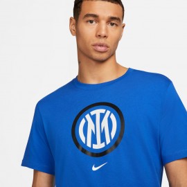 Nike Maglia Maniche Corte Inter Crest Azzurro Bianco Uomo