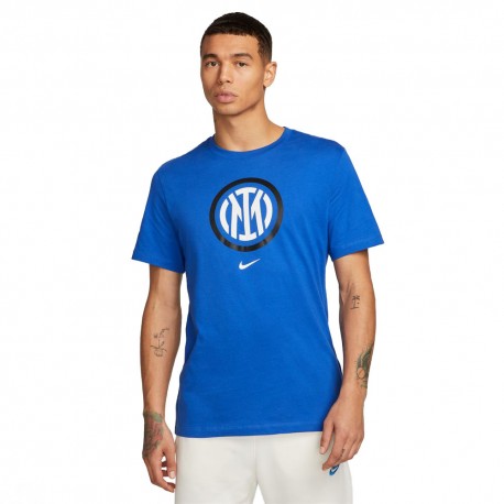 Nike Maglia Maniche Corte Inter Crest Azzurro Bianco Uomo