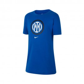 Nike Maglia Maniche Corte Inter Crest Azzurro Bianco Bambino