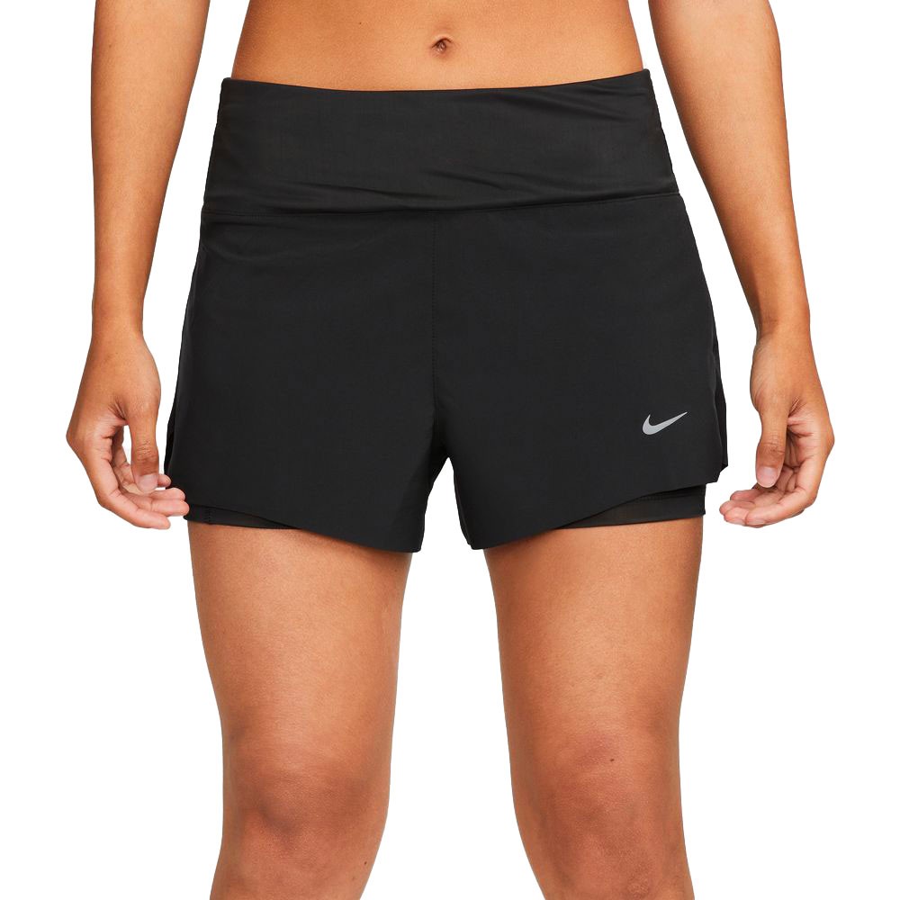 Nike Pantaloncini Running Swift Df 3 Inch 2In1 Nero Reflective Argento Donna L