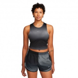 Nike Crop Top Running Df Swoosh Nero Reflective Argento Donna