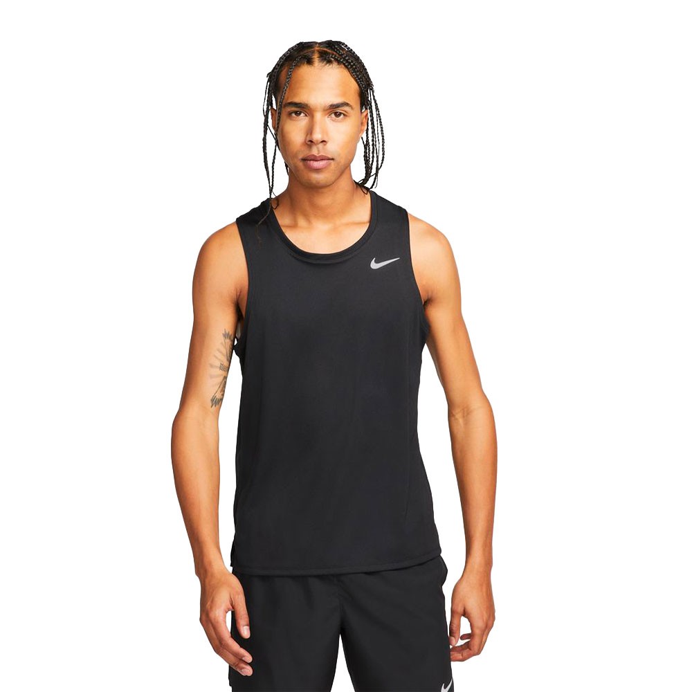 Nike Canotta Running Df Miler Nero Reflective Argento Uomo XL