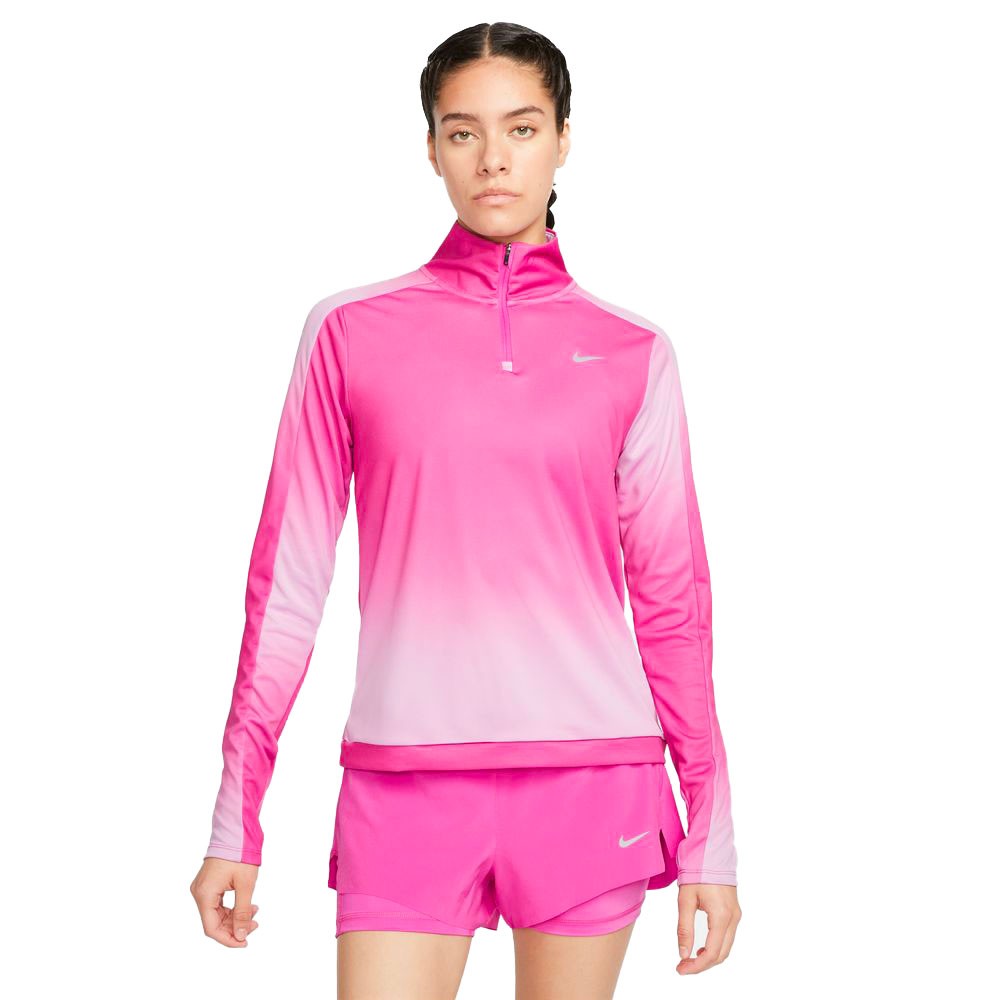 Nike Maglia Running Ml Hz Swoosh Print Active Fuchsia Reflective S Donna S