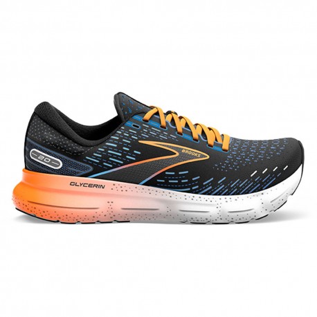 Brooks Glycerin 20 Nero Classic Blue Arancio - Scarpe Running Uomo