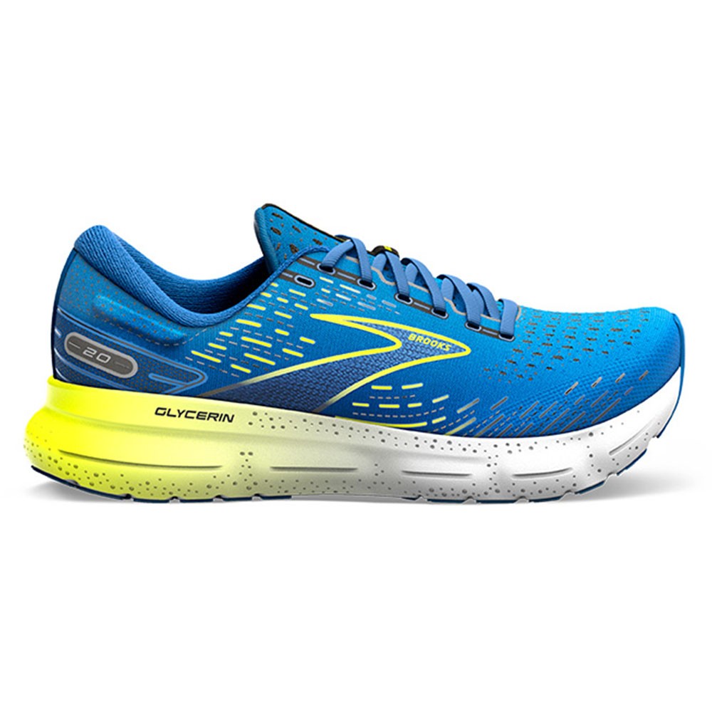 Brooks Glycerin 20 Blue Bianco Giallo Fluo - Scarpe Running Uomo EUR 44,5 / US 10,5