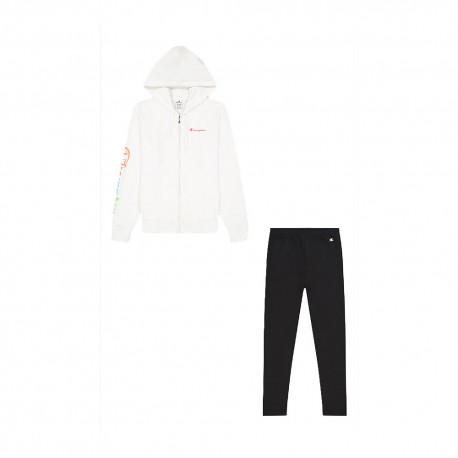 Champion Tuta Sportiva Con Zip E Cappuccio Bianco Donna