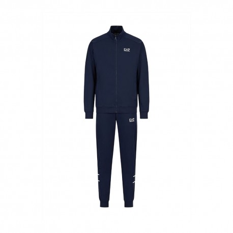 Ea7 Tuta Sportiva Con Cerniera Logo Blu Uomo