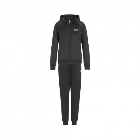 Ea7 Tuta Sportiva Con Cerniera Con Cappuccio Nero Donna