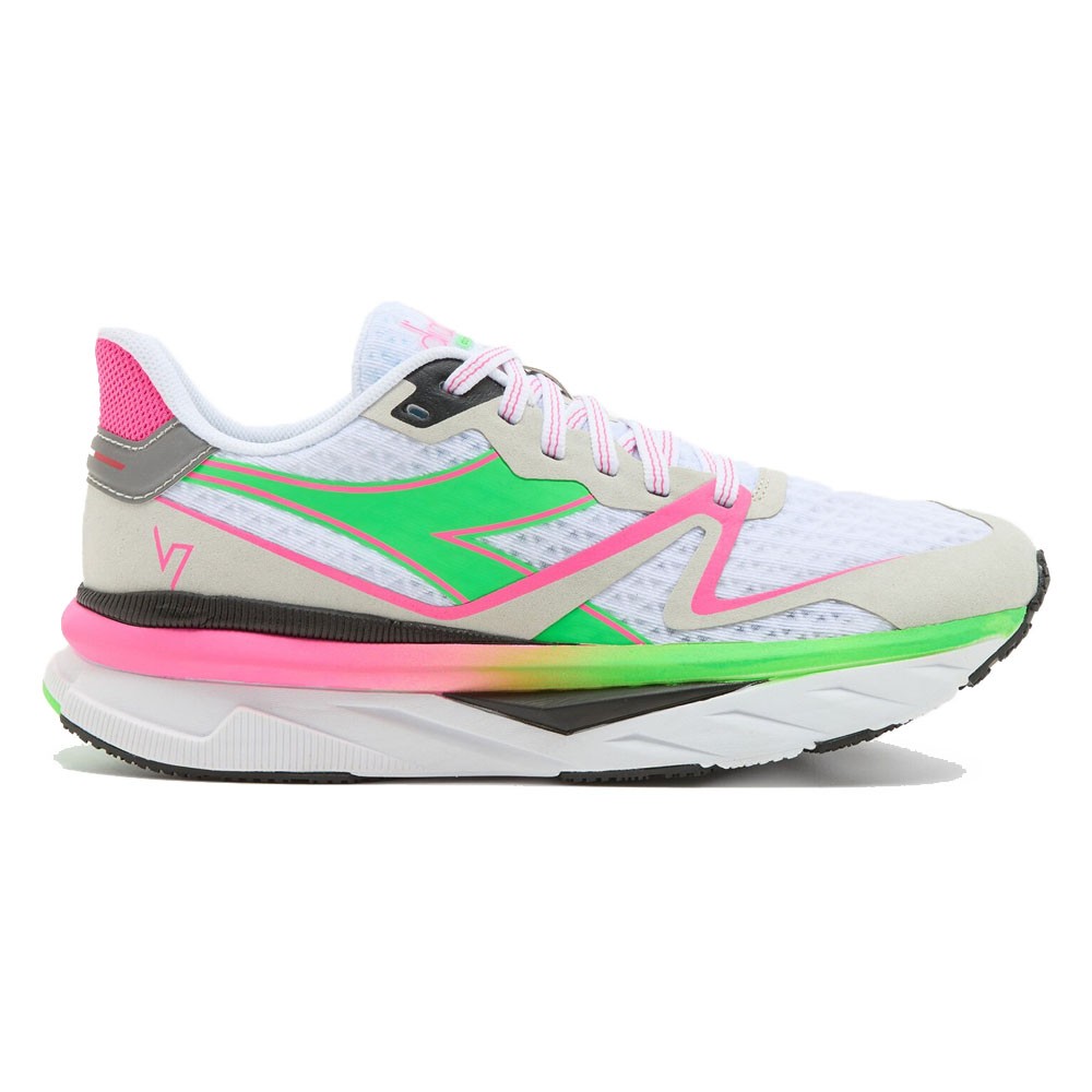 Image of Diadora Atomo V7000 Bianco Verde Fluo Rosa Fluo - Scarpe Running Donna EUR 40.5 / UK 7