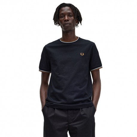 Fred Perry T-Shirt Bordino Nero Uomo