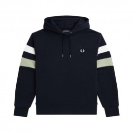 Fred Perry Felpa Con Cappuccio Bicol Blu Uomo