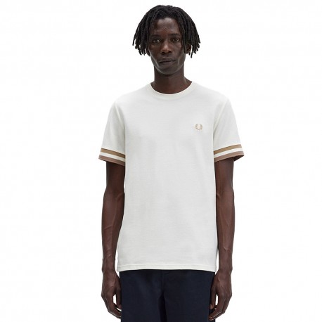 Fred Perry T-Shirt Giro Bordino Bianco Uomo