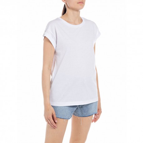 Replay T-Shirt Strass Bianco Donna