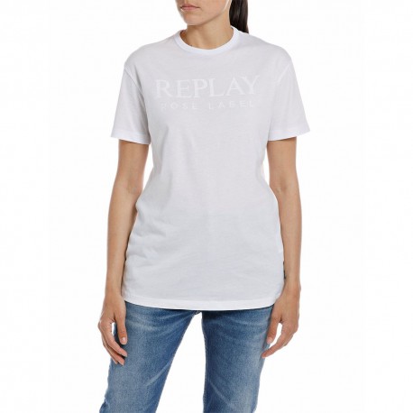 T-Shirt Donna Replay - Cotone Biologico, Girocollo, Vestibilità Regolare - Foto 9
