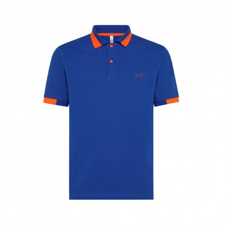 Sun 68 Polo Bi Color Fluo Blu Uomo