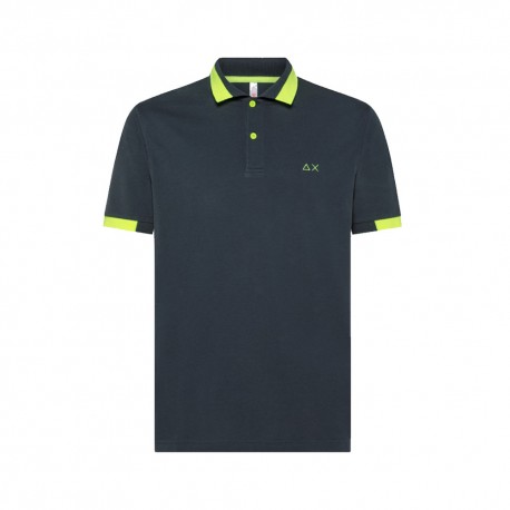 Sun 68 Polo Bi Color Fluo Inchiostro Uomo