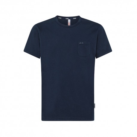 Sun 68 T-Shirt Con Taschino Blu Uomo