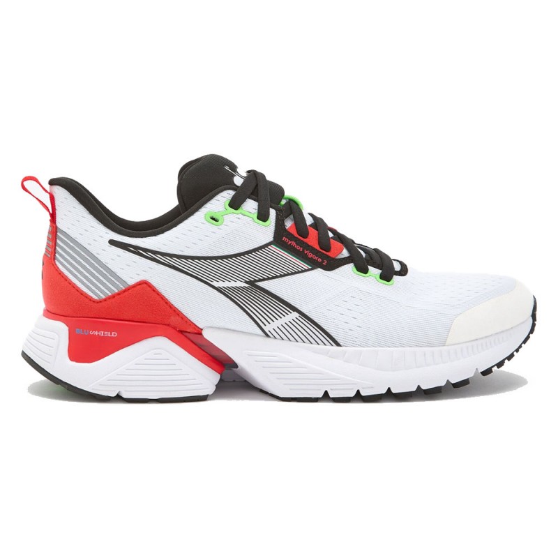 Diadora Mythos Vigore 2 Whiite Nero Flery Rosso - Scarpe Running Uomo